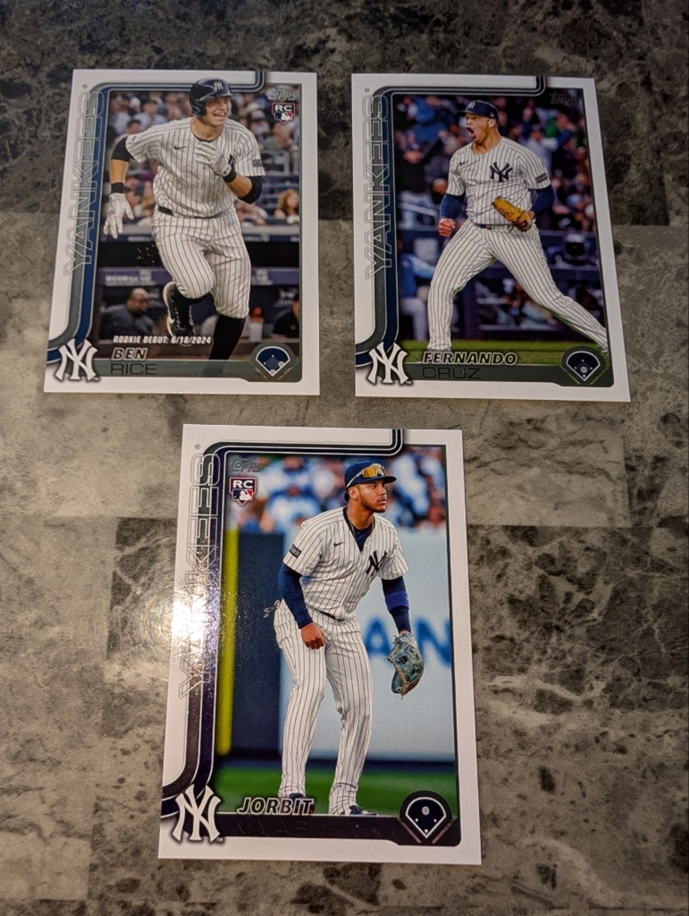 2025 Topps Update Series - 3 Card Lot NY Yankees - Rice, Vivas, Cruz